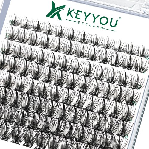 Lash Clusters,96 Pcs Cluster Lashes D Curl 10-18MIX DIY Lash Extensions Eyelash Clusters,KEYYOU Volume Wispy Individual Lashes Soft&Comfortable Easy DIY at Home(Y09,D-10-18MIX)