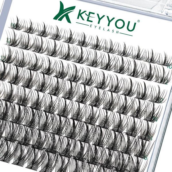 Lash Clusters,96 Pcs Cluster Lashes D Curl 10-18MIX DIY Lash Extensions Eyelash Clusters,KEYYOU Volume Wispy Individual Lashes Soft&Comfortable Easy DIY at Home(Y09,D-10-18MIX)