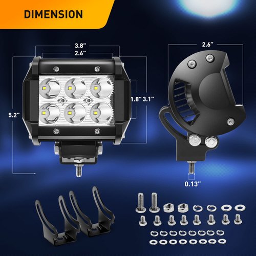 GOOACC LED Light Bar 2 PCS 4 Inch 18W LED Spot Light Pods 1260lm LED Fog Lights Off Road light Driving Lamp for truck Jeep atv