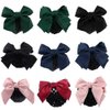 Professional Hair Bun Cover Net Snood Hairnet Bowknot Lace Barrette Hair Clip Hair Accessories For Womens Nurse Stewardess Clips and Barrettes (Blue)