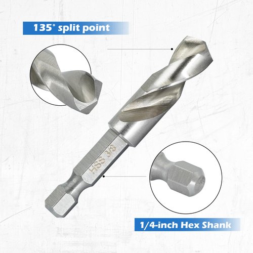 APRW Stubby Drill Bit Set for Metal,6 pcs 1/4" Hex Shank M2 HSS for Quick Change,Short Drill Bits for Right Angle Adapter and Tight Spaces,Metal Drill Bits for Metal, Wood, Plastic, etc.