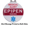 "EPIPEN Inside" Allergy Alert Tags Help Locate Epipen in Emergency. Message Printed on Both Sides. Durable Metal Two Piece Set