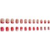Extra Short Press on Nails - Square French Press on Nails Short Cute Fake Nails Acrylic Flower False Nails for Women, Reusable Stick on Full Cover Glue on Nails 24Pcs