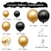 Beliueyes Black Gold Balloon Garland Arch Kit 121PCS, Confetti Balloons for Kids Birthday Anniversary Graduation New Year Party Decor Background Decoration