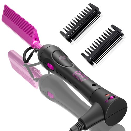 DAN Technology Electric hot Comb,500°F hot Comb Hair Straightener,Ceramic hot Comb,hot Comb Electric for Wigs,Electric straightening Comb for Black Hair,Temperature Adjustable,60 min Shut Off