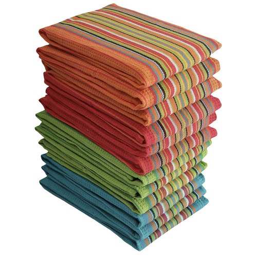 Simpli-Magic 79335 Kitchen Dish Towels, 16x27 Inches, Salsa Stripe, 8 Pack, Cotton Multi