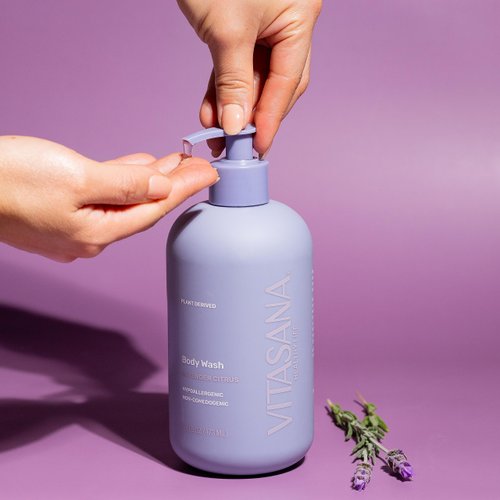Vitasana Body Wash, EWG Verified, Plant Derived, Hypoallergenic, Paraben-Free, Sulfate-Free, Petroleum-Free, Cruelty-Free, Lavender/Citrus Scent, 16oz