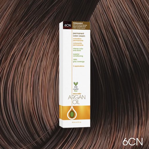 One N' Only Permanent Hair Color - Permanent Hair Dye Made with Argan Oil - Delivers Rich, Accurate Tones with Gray Coverage - Improves Moisture & Elasticity - 6CN Dark Cinnamon Blonde (3 oz)