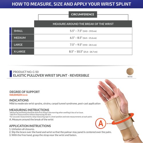 CHAMPION Wrist Splint Pullover Reversible Elastic Knit, Beige (Reversible), Small