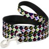 Dog Leash Mud Flap Girl Diamonds Black White Multi Neon 4 Feet Long 0.5 Inch Wide