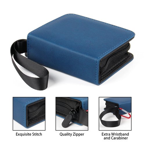 GEAoffice Mini Card Binder 1-Pocket, Super Lightweight Small Collectible Trading Card Albums for 80 Cards, Top Loading Zipper Binder for TCG, MTG, Sports&Game Cards, Gifts for Girls, Blue