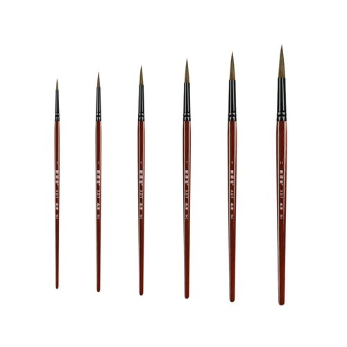 XDT#941 Round Tip Artist Paint Brush 6 Piece Set Medium Soft Sable Hair Extra Long Handle #1#3#5#7#9#11, Mop Paint Brush for Painting, Acrylic Oil Watercolor