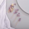 BERYUAN Rhinestone Flower Hair Pieces Bridal Purple Flower Hairpins Hair Comb Set for Bride Bridesmaid（4pcs）