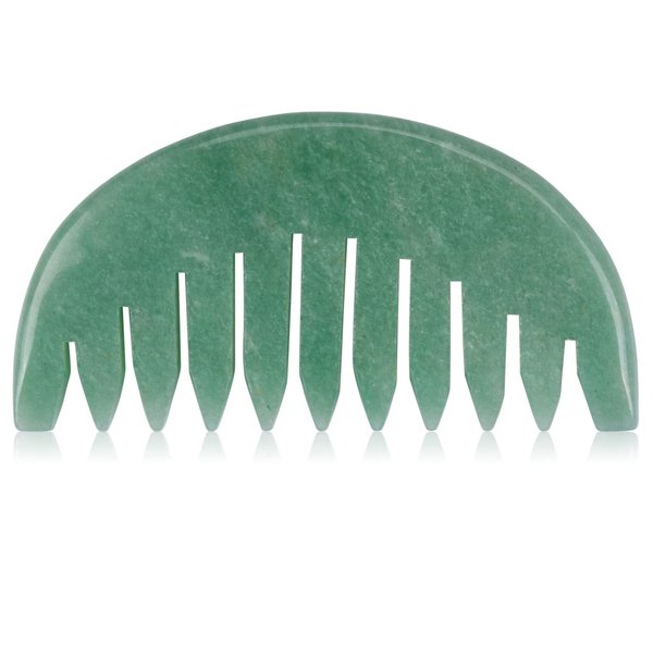 ideayard Natural Jade Comb for Anti-Static Hair, Jade Gua Sha Scraping Tool for Body Massage and Relaxing