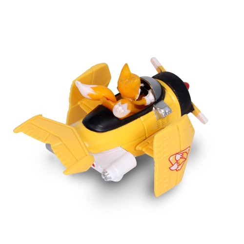NKOK Sonic & Sega All-Stars Racing: Tails Diecast Propeller Plane - 1:64 Collectible Real Metal Diecast Race Car (6424), Sonic The Hedgehog, Freewheel Push Car, Ages 8+