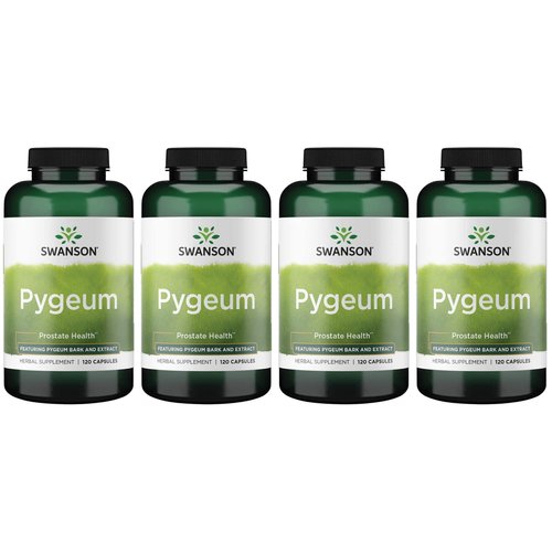 Swanson Pygeum - 120 Capsules, 400 mg Each - Herbal Supplement for Male Prostate Health, Bladder, and Urinary Tract Support (4 Pack)