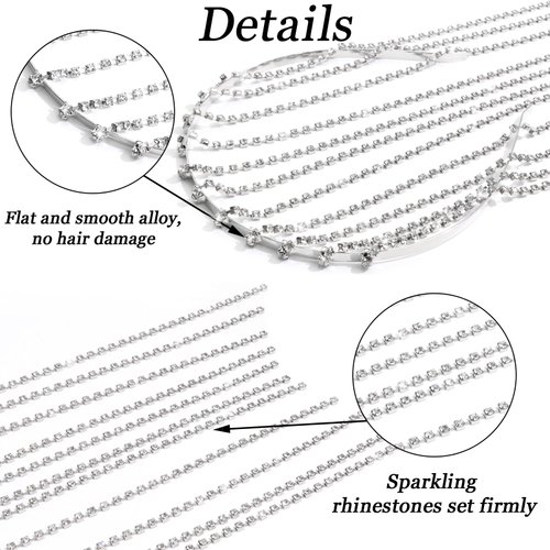 SAWINDA Sliver Head Chain Jewelry Tassel Rhinestone Headpiece Crystal Halloween Prom Costume Headband Accessories Wedding Bride Diamond Head Piece for Women Girls