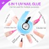 Salon Gel Nail Polish Glue Kit: Gelike EC 6 IN 1 Nail Glue and Top Coat Gel, Summer Jelly Color Polish of 5 for Wedding and Daily Events Nailart Design…