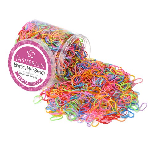 JASVERLIN 2000 Pcs Multicolor Rubber Bands, Tiny Hair Elastics Rainbow Small Braid Bands Baby Hair Elastics for Infants No Snag