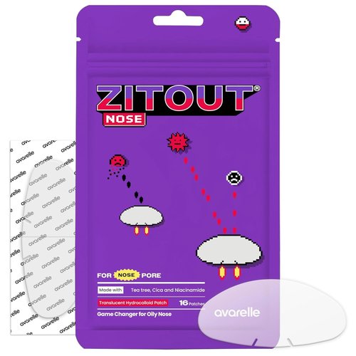 Avarelle ZitOut Nose Patches (16 Strips) | Tea Tree Acne Patches for Nose Zits & Pore Blackhead | Nose Strips for Blackheads with Niacinamide | Blackhead Strips | Hydrocolloid Nose Patches