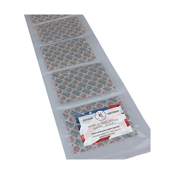 PackFreshUSA: 5 Pack - 2000cc Oxygen Absorber Packs - Individually Sealed - Food Preservation - Long-Term Food Storage Guide Included