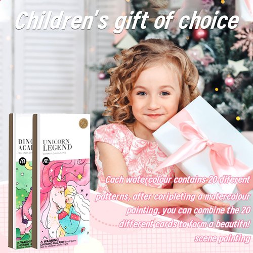 2Pcs Pocket Watercolor Painting Book Coloring Books for Kids Ages 4-8 Watercolor Paint Bookmark Kit for Kids Watercolor Painting Book Pocket Watercolor Book to Paint Travel Pocket Watercolor Kit-C