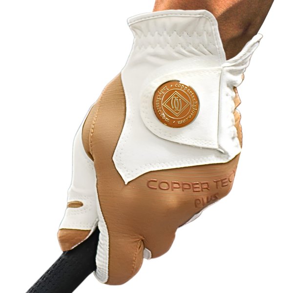 Copper Tech Men's Golf Gloves - Optimal Wrist Support with Copper Infused Thread - 100% AAA Synthetic Tacky Leather - Perfect for Summer & Fall Golfing - Golf Gloves Men (Hand Orientation: Both Hand)