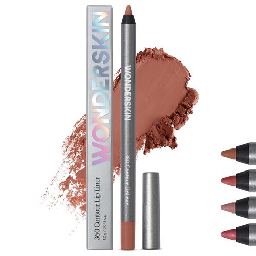 Wonderskin Lip Liner Pencil - 360 Contour Lipliner, Long Lasting, Sharpenable Lip Pencil, Waterproof and Transfer-Proof Brown Lip Liner (Saddle)