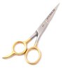 PC 4.5" HAIR CUTTING SCISSORS/BARBER SHEARS - ICE TEMPERED - STAINLESS STEEL GOLD PLATED HANDLE