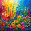 Bgraamiens Puzzle-Small Rainbow Flowers in The Garden 1000 Pieces Puzzles for Adults,Flower Puzzle for Adults,Color Challenging Puzzle