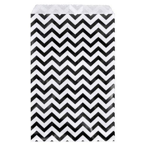 888 Display - 200 pcs of 4" x 6" Black Chevron Paper Gift Bags Shopping Sales Flat Bags