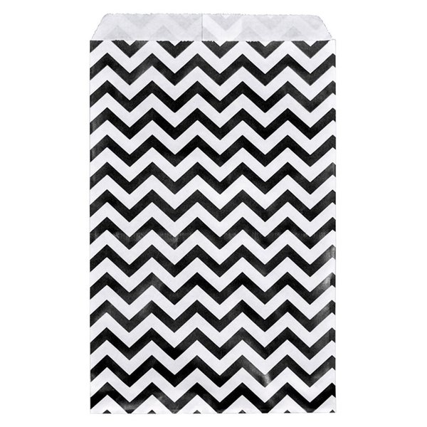 888 Display - 200 pcs of 4" x 6" Black Chevron Paper Gift Bags Shopping Sales Flat Bags