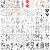 Yazhiji 60 Sheets Tiny Waterproof Temporary Tattoos, Moon Stars Constellations Music Compass Anchor Words Lines Flowers for Kids Adults Men and Women