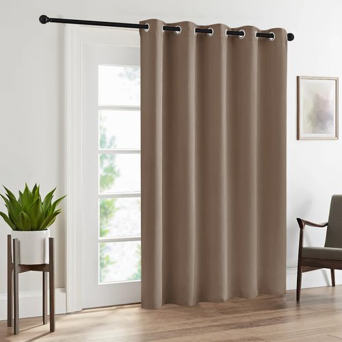 RYB HOME Patio Door Curtains - Blackout Indoor Outdoor Curtains Privacy Room Divider Curtains for Home Theatre Living Room Dining Backdrop, W 70 x L 84 inches, 1 Pc, Cappuccino