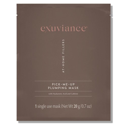 EXUVIANCE Pick-Me-Up Plumping Mask with Pure Hyaluronic Acid and Caffeine for Instant Plumping Hydration - Reveal Smooth, Supple and Luminous Skin, For All Skin Types - Single Use Sheet Mask, 0.7 oz