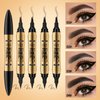 Waterproof Microblading Eyebrow Pen 2-in-1 Long Lasting 4 Tipped Precise Brow Pencil Eyeliner for Natural Looking (02# Dark Brown)