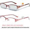 laureles Fashion Photochromic Bifocal Reading Glasses Women's Sun Glasses Transition Metal Frame Red Presbyopia Female (Red, 0.00/+1.75 Magnification)