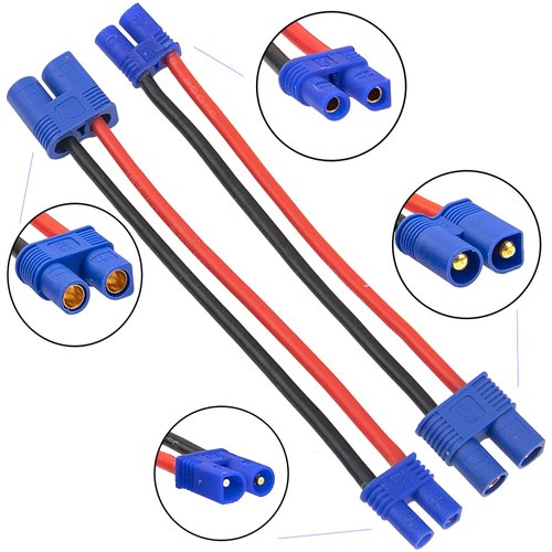 2Pairs ShareGoo EC2 to EC3 Plug Male Female Adapter with 10CM 16AWG Cable Wire for RC FPV Drone Car Lipo NiMH Battery Charger ESC