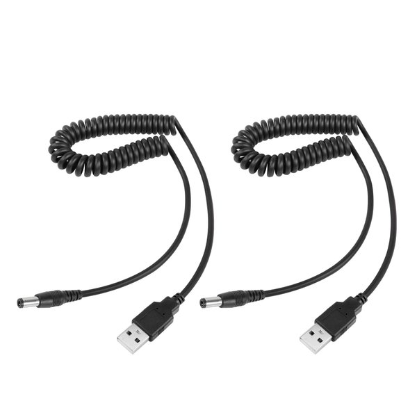 RIIEYOCA 5V DC Coiled Power Cable,USB to DC 5.5mm x 2.5mm Plug Spring Charging Cord for USB Lights, USB Fans, Cartoon Watches,Mini Speaker,Stretchable to 3ft
