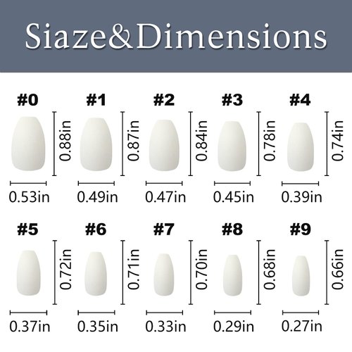 LoveOurHome 240pc Kids Short Coffin Press on Nails Matte White Ballerina Fake Nails Full Cover Colored Artificial Fingernails Acrylic Tips 10 Sizes with Adhesive Tabs