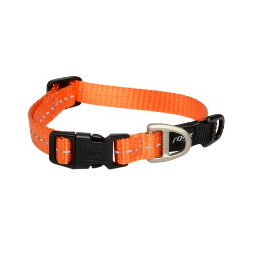 Rogz Utility Small 3/8-Inch Reflective Nitelife Dog Collar, Orange