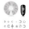 DANNEASY 3D Nail Charms Nail Jewels Silver Nail Art Charms Charms for Nails Metal Nail Studs Nail Jewelry for Acrylic Nails DIY Craft Nail Decoration (6 Boxes)
