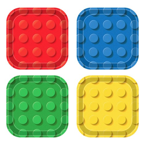 XIENBLOC 48pcs Building Block Party Plates Building Bricks 7inch Birthday Paper Plates Birthday Party Supplies Colorful Paper Birthday Dessert Plates for Kids
