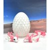 3D Printed Dragon with Dragon Egg, Articulated Mother and Child White and Pink Axolotl Dragons, Fidget ADHD Autism Toy, Executive Desk Toy MCDD041-BD008-PNK-WE