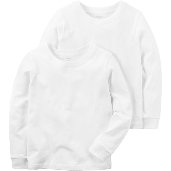 Carter's Little Boys' Long Sleeve 2-Pack Cotton Undershirts (4T/5T, White)