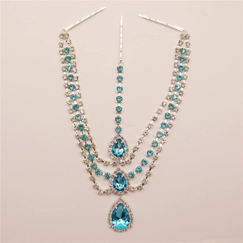 Rumtock Bohemian Teardrop Rhinestones Beads Bling Headpiece for Women Girls Costume Silver Hair Jewelry