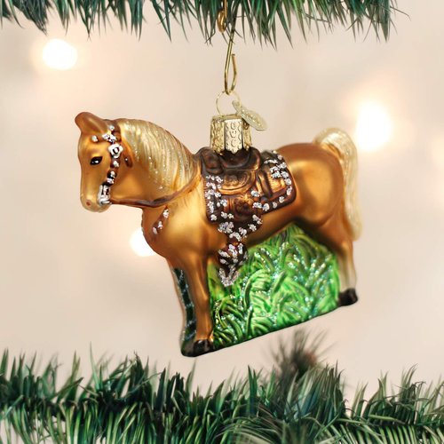 Old World Christmas Ornaments: Selection of Horses Glass Blown Ornaments for Christmas Tree, Western, 12176