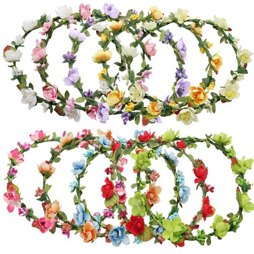 Rocutus 10pcs Bohemian Flower Crown Floral Wreath Garland Headbands Flower Crown for Women (10 Pi...