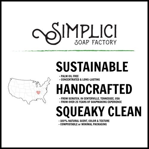 Simplici Green Tea, Mint & Clay Natural Soap (smooth + pure essential oils) 6 Bar Value Bag. Palm Free
