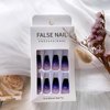 Medium Press on Nails Coffin Fake Nails Purple and Black Gradient French Press on False Nails Acrylic Nails Full Cover Glossy Glue on Nails Medium Reusable Artificial Stick on Nails for Women Girls